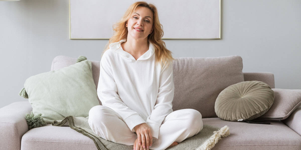 Calm woman on a sofa