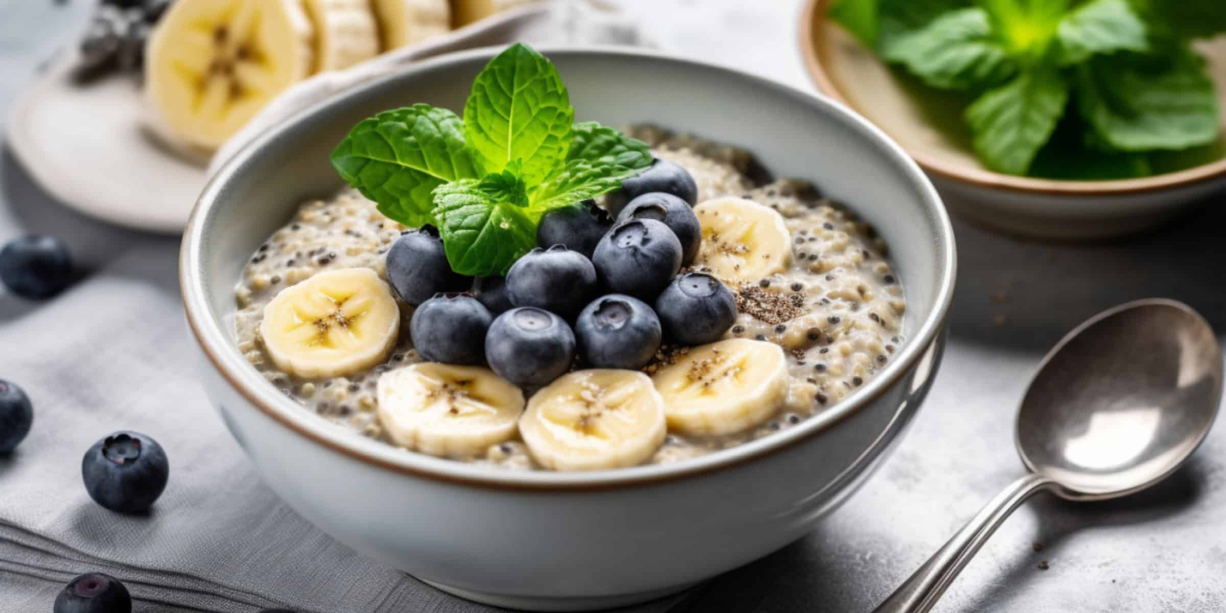 A bowl of steaming oatmeal
