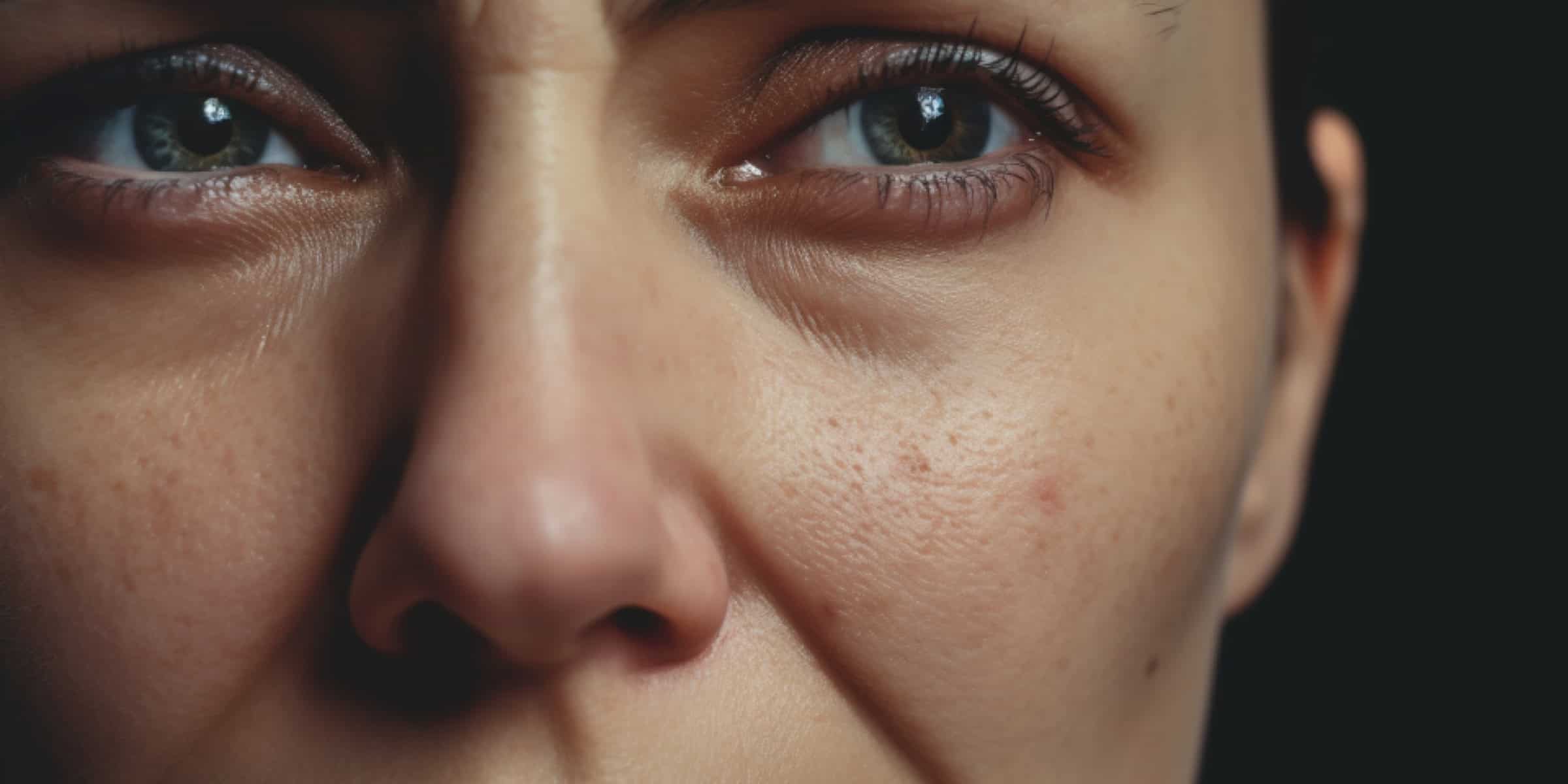 A close up of a womans face