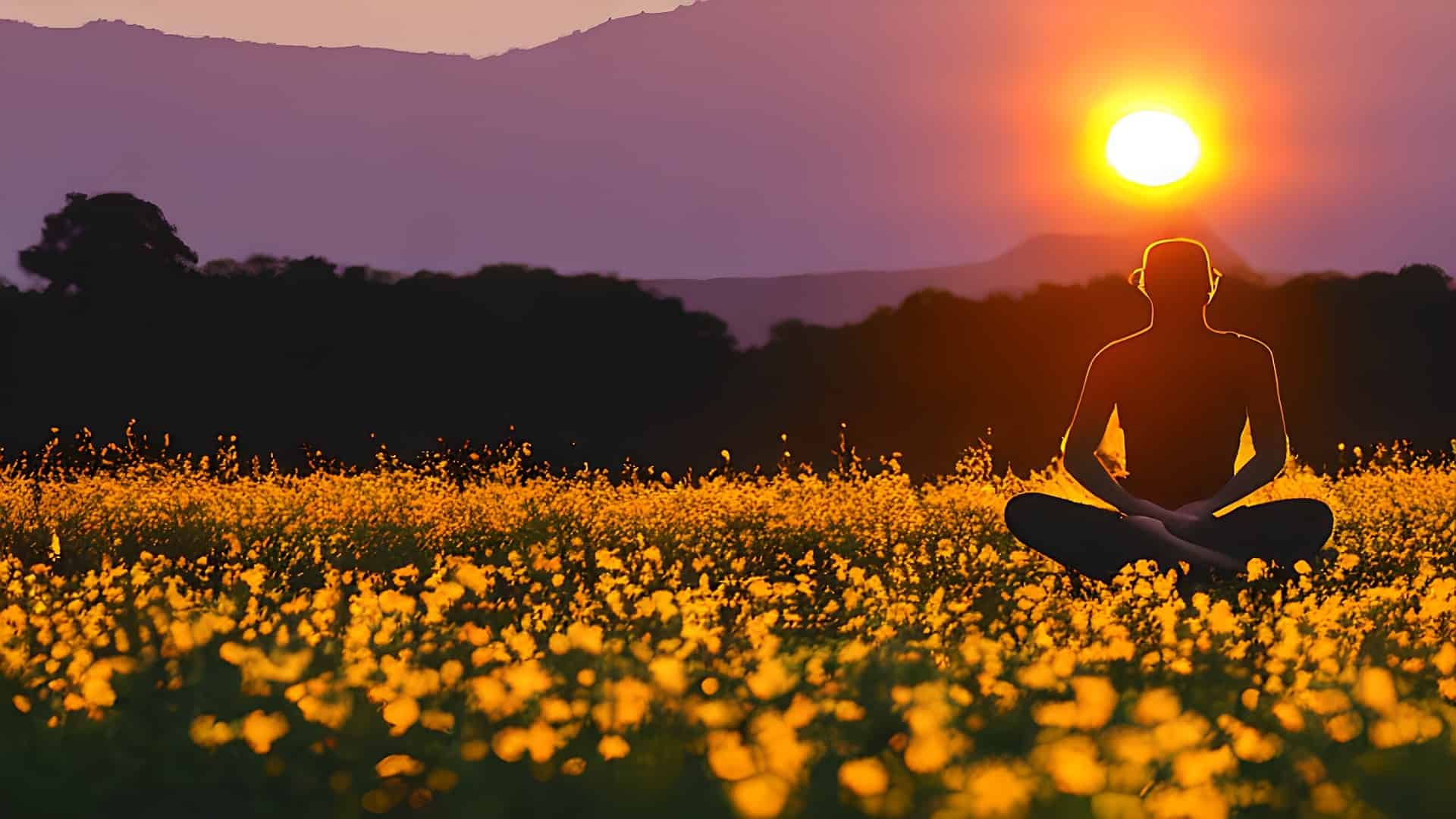 meditation at sunset