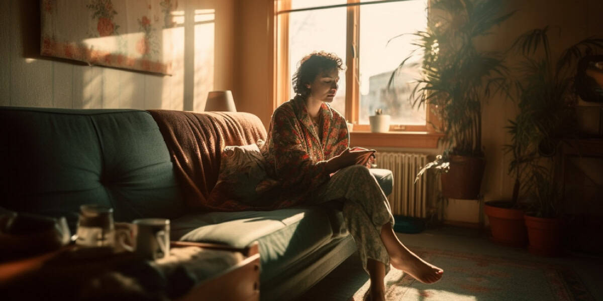 Woman alone in her home
