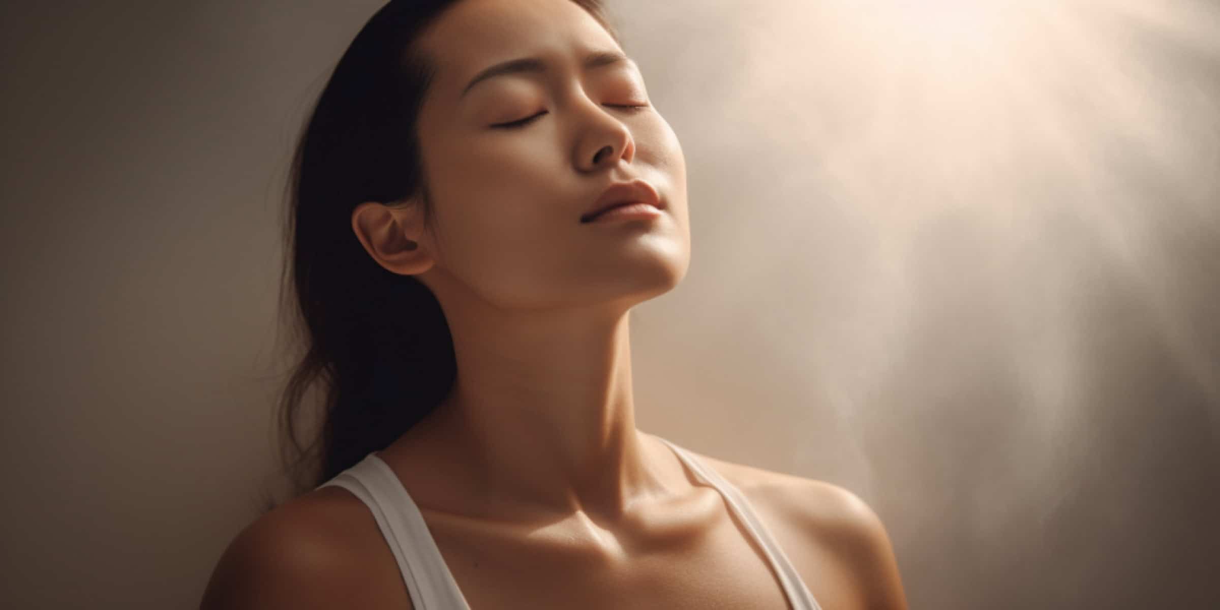 woman taking a relaxing breath