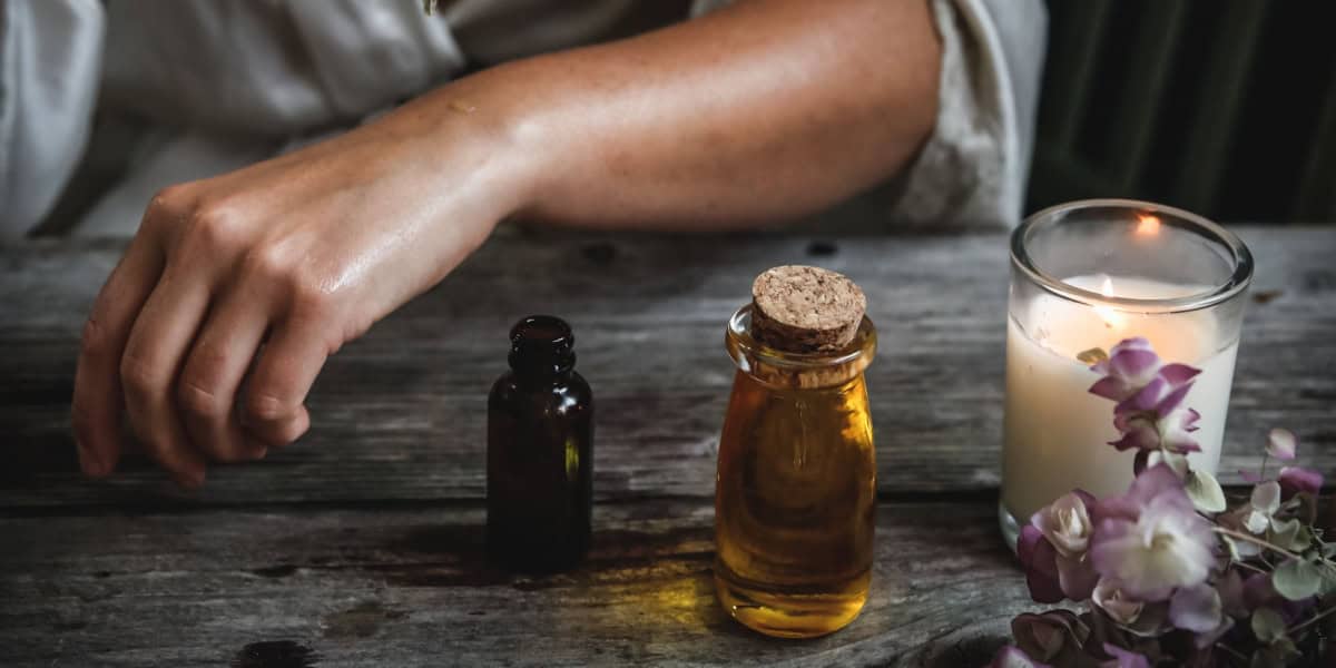 Aromatherapy drops on skin