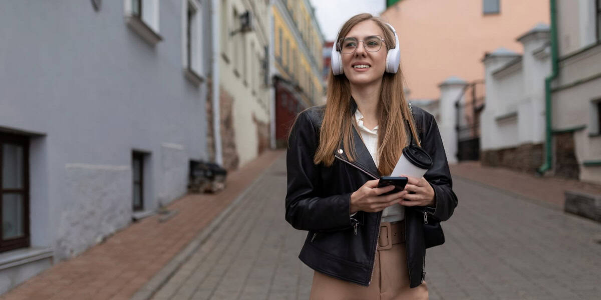 woman walking through streets