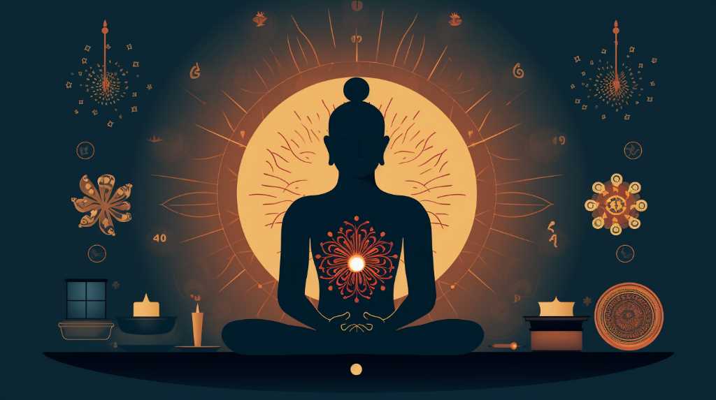A buddha sitting in a lotus position with candles around him.