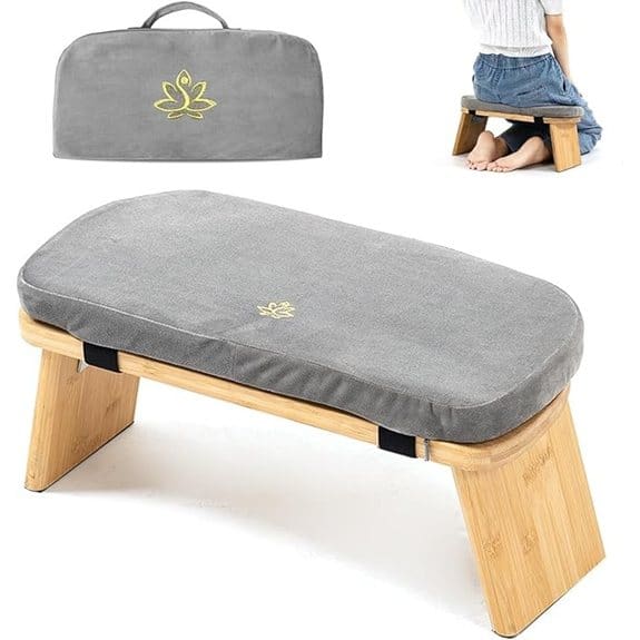 Bamboo Folding Kneeling Meditation Bench with Cushion
