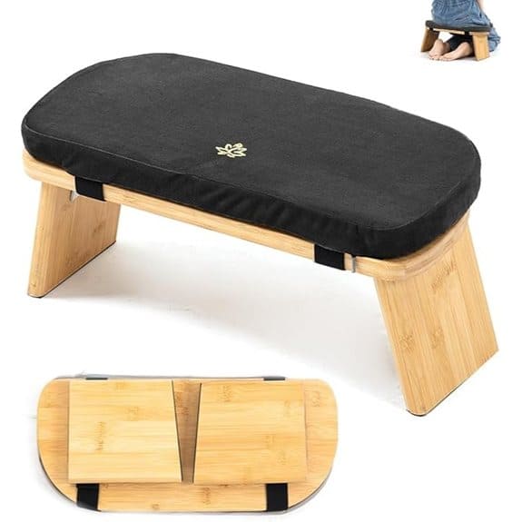 Bamboo Folding Kneeling Meditation Bench (Black)