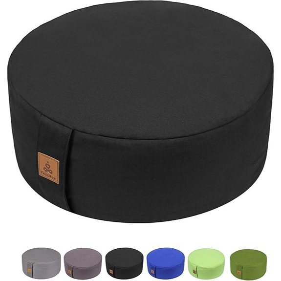 Zafu Buckwheat Meditation Cushion with Zippered Cotton Cover