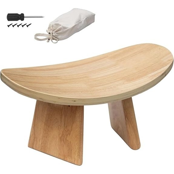 Ergonomic Wooden Meditation Bench for Seiza and Yoga