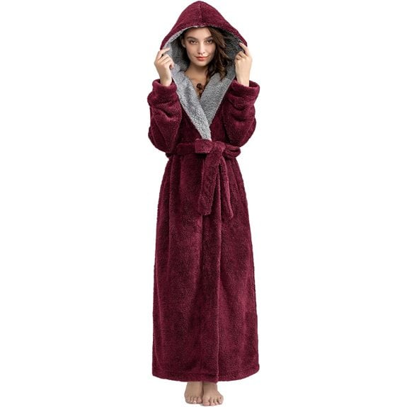 Hellomamma Long Hooded Flannel Fleece Bathrobe