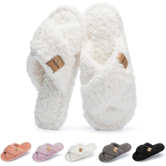 Fuzzy Women's Open Toe Slippers with Memory Foam