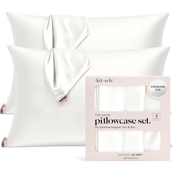 Kitsch Satin Pillowcases with Zipper 2-Pack Ivory