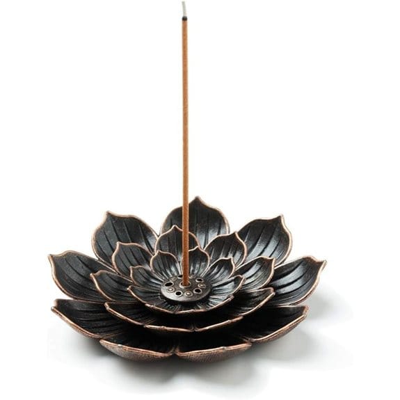 Brass Lotus Incense Burner with Detachable Ash Catcher