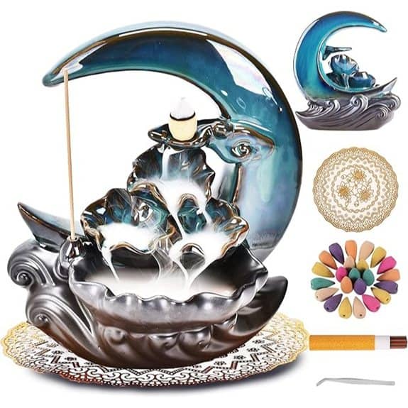 New Moon Backflow Incense Holder with Cones