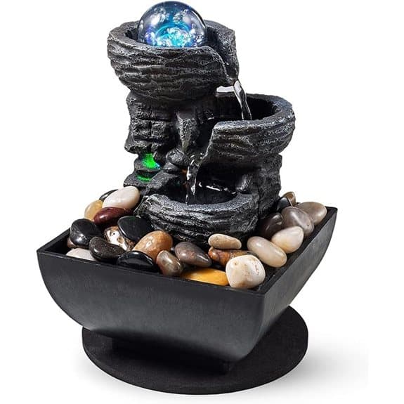 Tabletop Indoor Waterfall Fountain with Rocks and Lights