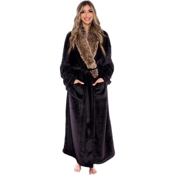 Silver Lilly Plush Bath Robe with Shawl Collar
