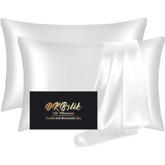 Mulberry Silk Pillowcases 2-Pack with Zipper White