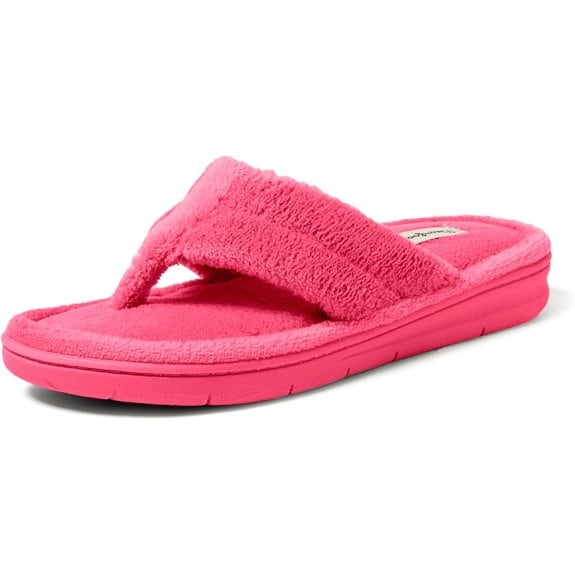 Dearfoams Women's Melanie Colorblocked Microfiber Terry Thong Slipper
